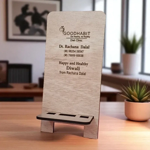 Itsmyway Gift Premium MDF Wooden Mobile Stand Tabletop Portable Mobile Holder
