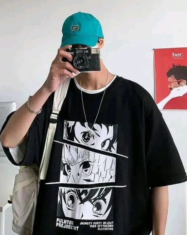 Anime Printed Classic T-shirt  - Black, S