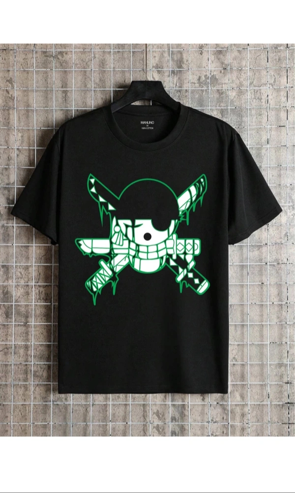 Men Graphic Prints Round Neck Cotton Black - Black, Xl