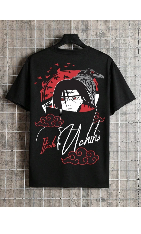 Men Graphic Prints Round Neck Cotton Black - Black, S