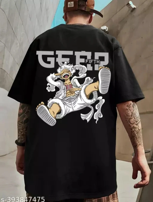 Benny Men's Black 🖤 Cotton Graphic Printed Over Size T-shirt 👕 - Black, M