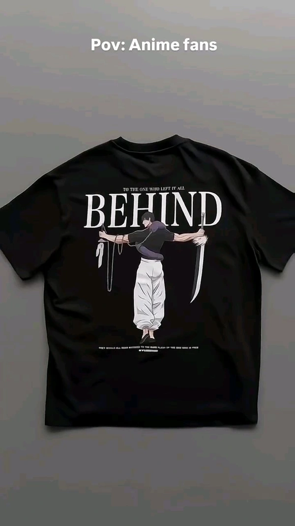 Behind Printed Black T-shirts  - Black, M