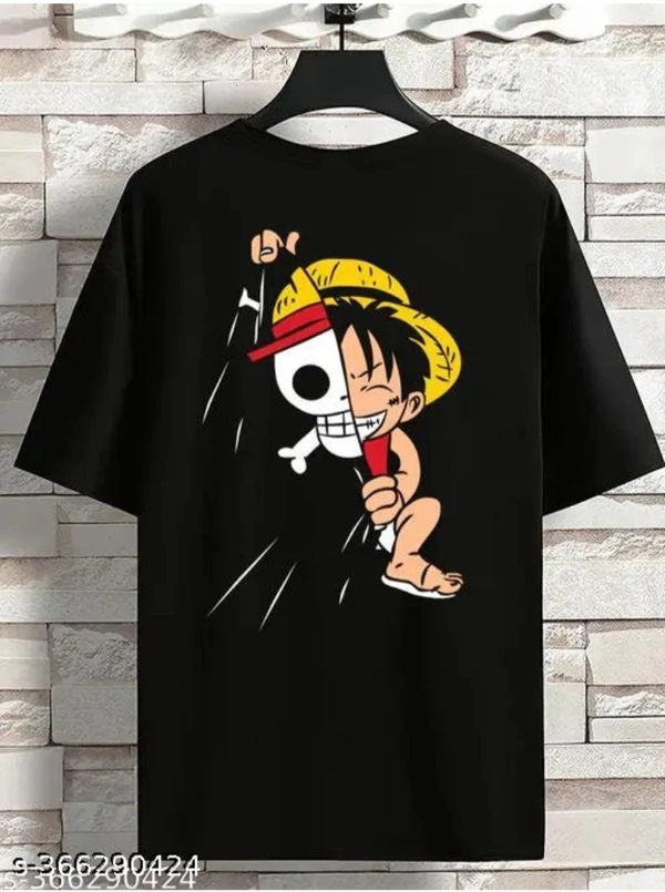 Benny Black Printed Over Size T-shirt Lufy - Black, XL