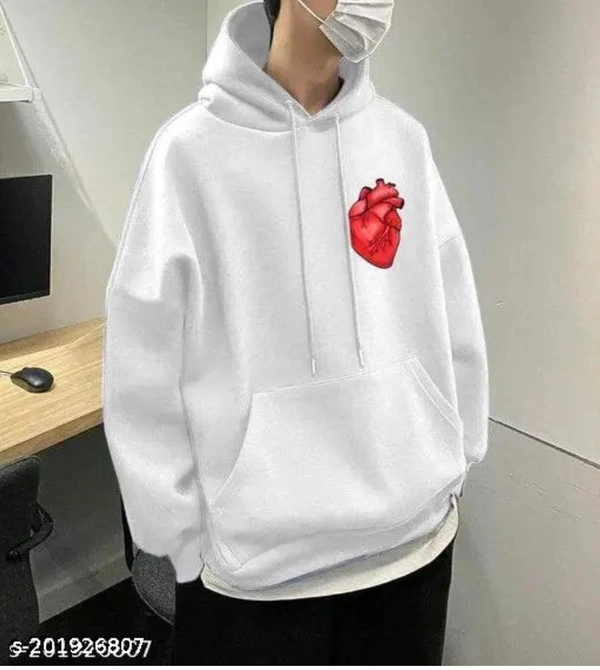 HS BRAND  🤍 White Heart Hoodie  - White, XL