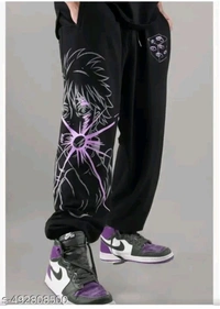 Anime Printed Track Pants  - Black, 42