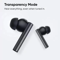 DIZO by realme TechLife GoPods with Active Noise Cancellation(ANC) Bluetooth Headset   True Wireless) open box  - With Mic:Yes Bluetooth version: 5.2 Wireless range: 10 m Charging time: 2 hrs Active Noise Cancellation | Transparency Mode Dual Mic Noise Cancellation for Calls | 10mm Hi-Fi Bass Boost Drivers 25 hrs Total Playback | 88ms Low Latency | 10Min charge gives 120Min playback Powered by realme R2 Processor | IPX5 Water Resistant