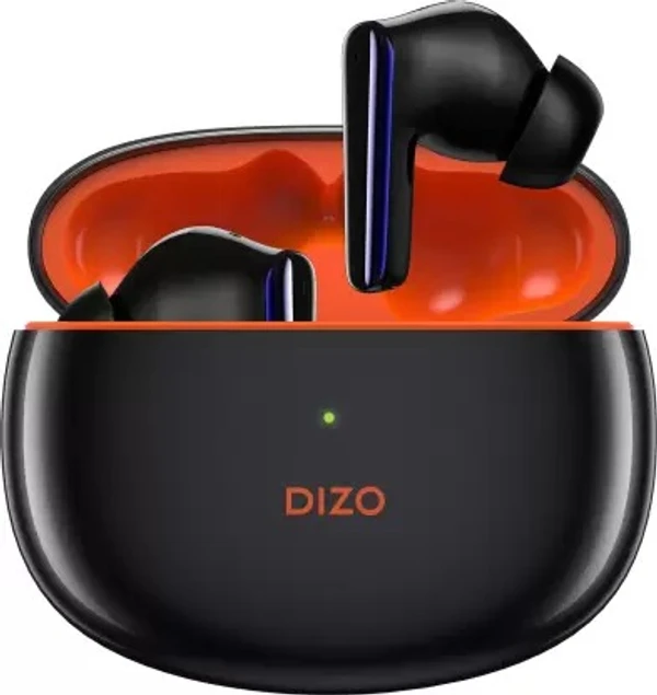 DIZO Buds Z Pro, with Active Noise Cancellation(ANC) (by realme Techlife) Bluetooth Headset  (Orange, Black, True Wireless) open box - With Mic:Yes Bluetooth version: 5.2 Wireless range: 10 m Battery life: 25 hr | Charging time: 1 hour (Headphone), 2 hours (Transmitter) Fast Charging : 10 minutes charge = 120 minutes playback Active Noise Cancellation upto 25 DB Dual Mic ENC for calls
