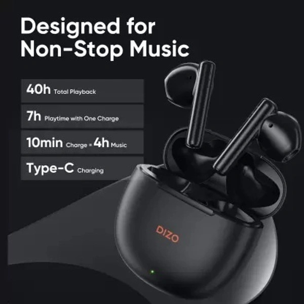 DIZO Buds P with Fast Charge, 40HPlaytime & 13mm Driver (by realme TechLife) Bluetooth Headset  (Dynamo Black, True Wireless) open box