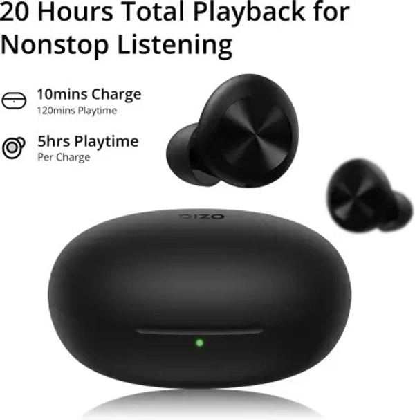 DIZO by realme TechLife GoPods D with Enviornment Noise Cancellation (ENC) Bluetooth Headset  (Black, True Wireless) open box