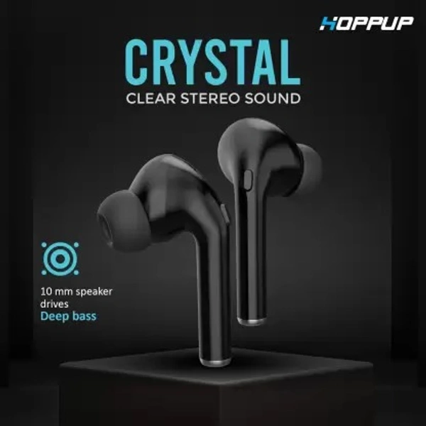 HOPPUP Jumbo with 30 Hours Playtime Bluetooth Headset  (Black, True Wireless)