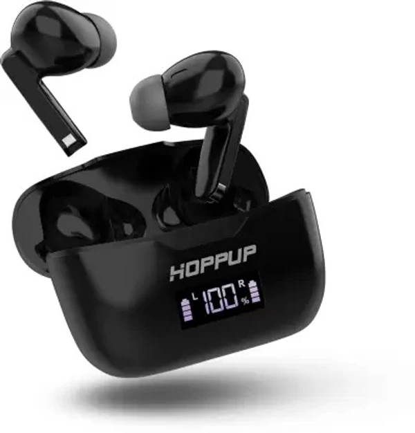 HOPPUP JIVE PRO with LED Display and Type-C Fast Charging Bluetooth Headset  (Black, True Wireless)