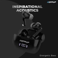 HOPPUP JIVE PRO with LED Display and Type-C Fast Charging Bluetooth Headset  (Black, True Wireless)