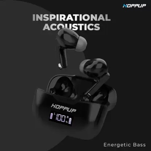 HOPPUP JIVE PRO with LED Display and Type-C Fast Charging Bluetooth Headset  (Black, True Wireless)