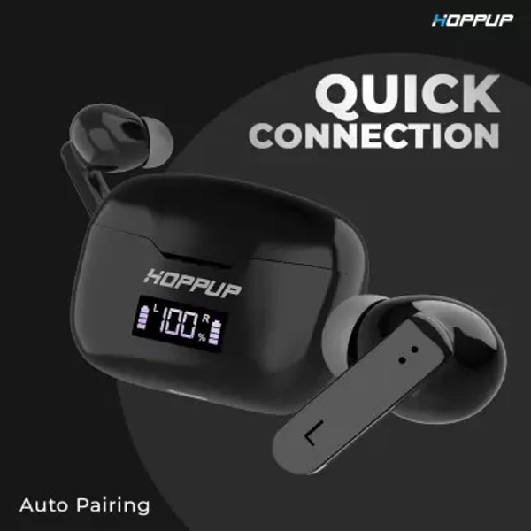 HOPPUP JIVE PRO with LED Display and Type-C Fast Charging Bluetooth Headset  (Black, True Wireless)