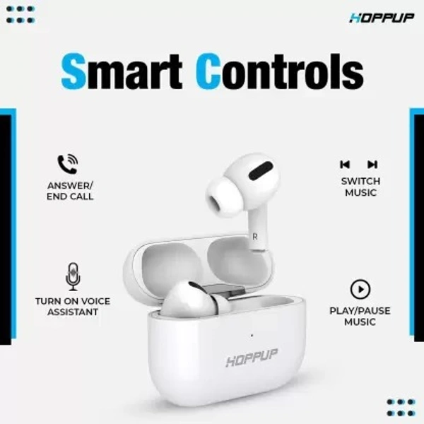 HOPPUP MAX Bluetooth Headset  (White, True Wireless)