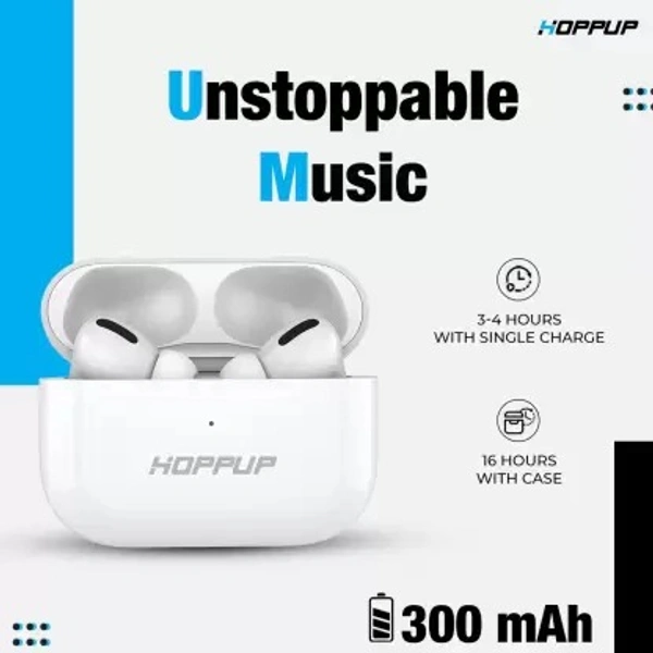 HOPPUP MAX Bluetooth Headset  (White, True Wireless)