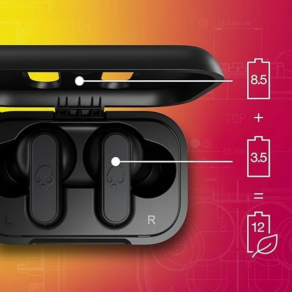 Skullcandy Dime 2 in-Ear Wireless Earbuds, 12 Hr Battery, Microphone, Works with iPhone Android and Bluetooth Devices -(Black) open box