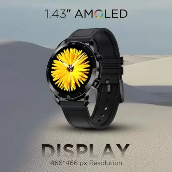 Fire-Boltt Legacy 1.43 AMOLED Bluetooth Calling with First Ever Wireless Charging Smartwatch  (Black Strap, 1.43) open box 