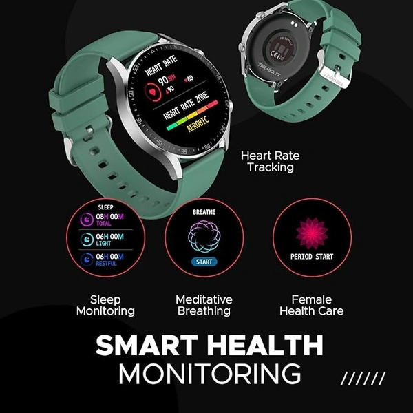 Fire-Boltt India's No 1 Smartwatch Brand Talk 2 Bluetooth Calling Smartwatch with Dual Button, Hands On Voice Assistance, 120 Sports Modes, in Built Mic & Speaker with IP68 Rating (Silver Green) open box
