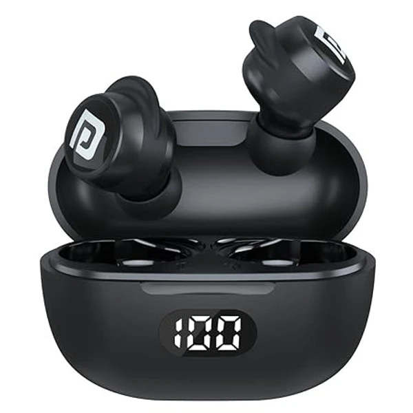 Portronics Harmonics Twins S5 Smart TWS Earbuds with LED Display, 15Hrs Playtime, Bluetooth 5.2, Music & Game Modes, Voice Assistant(Black)