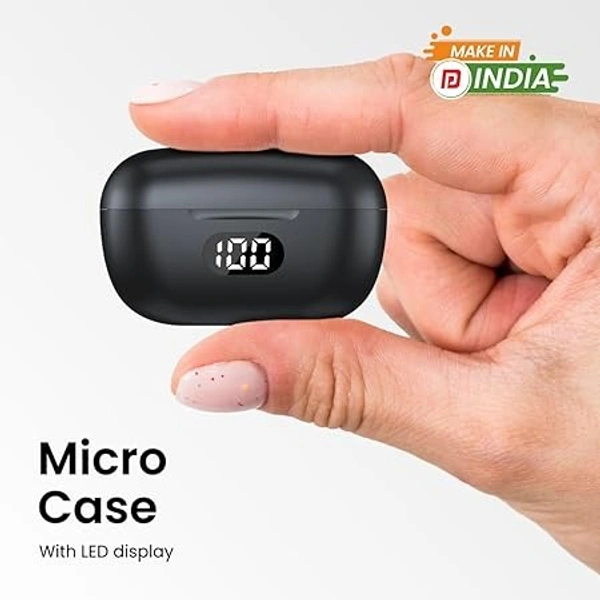 Portronics Harmonics Twins S5 Smart TWS Earbuds with LED Display, 15Hrs Playtime, Bluetooth 5.2, Music & Game Modes, Voice Assistant(Black)
