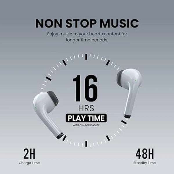 Portronics Harmonics Twins S4 Smart TWS Earbuds with Hall Switch Feature, Bluetooth 5.3, 16Hrs Playtime, 13mm Dynamic Drivers, Heavy Bass, Type C Charging(White)