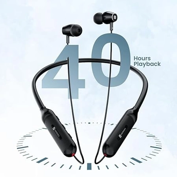 Portronics Harmonics Z7 Bluetooth Wireless in Ear Earphones with Upto 40 Hours Playback, 10mm Dynamic Driver, Gaming Mode, High Bass, IPX4 Water and Sweat Resistant, Type C Fast Charging(Black)