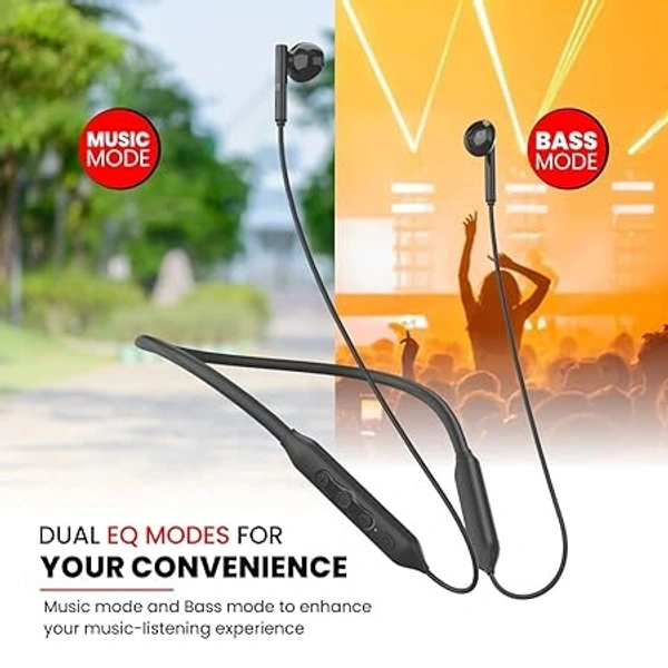 Portronics Harmonics Z5 Wireless Bluetooth Stereo Headset with 33Hrs Playtime, Double EQ Mode, 14.2 mm Dynamic Drivers, Click Action Buttons(Black)