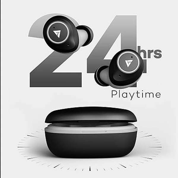 Boult Audio Airbass Q10 Bluetooth Truly Wireless in Ear Earbuds with Mic with 24H Total Playtime, Touch Controls, Ipx5 Water Resistant and Voice Assistant (Black) ( open box )