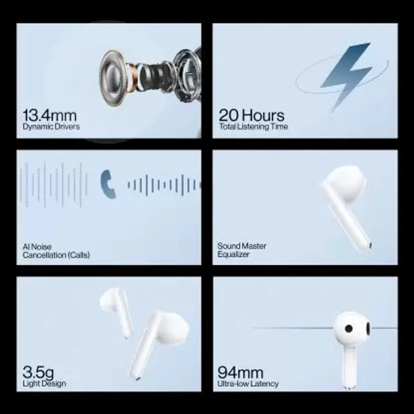 OnePlus Nord Buds CE Truly Wireless Bluetooth Headset  (Moonlight White, True Wireless)( open box )