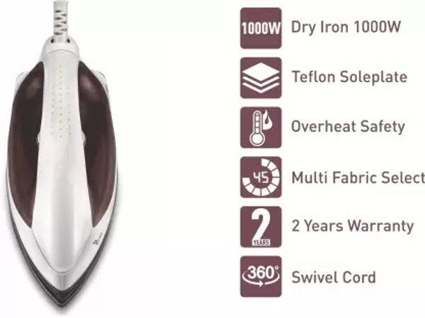 Syska Magic SDI-15D 1000 W Dry Iron  (White, Brown) open box