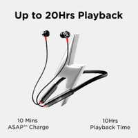 boat rockerz 185 pro Wireless Neckband Bluetooth 5.3 10 meters Wireless Range 10mm Drivers Playtime 20 Hours Enx Tech Magnetic earbuds Single press voice assistant IPX4 water resistance
