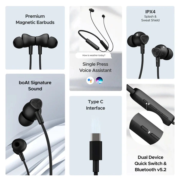 boat rockerz enticer Wireless Earphone with 30HRS Large Playback, BEAST™️ Mode, ENx™ Technology, Quick Switch Button