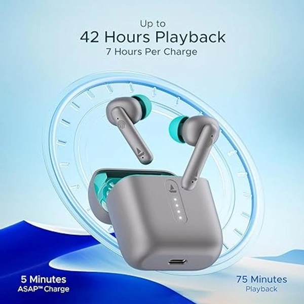 boAt Airdopes 141 Bluetooth Truly Wireless in Ear Headphones with 45H Playtime,Low Latency Mode for Gaming, ENx Tech, IWP, IPX4 Water Resistance, Smooth Touch Controls(Cyan Cider)