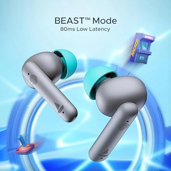 boAt Airdopes 141 Bluetooth Truly Wireless in Ear Headphones with 45H Playtime,Low Latency Mode for Gaming, ENx Tech, IWP, IPX4 Water Resistance, Smooth Touch Controls(Cyan Cider)