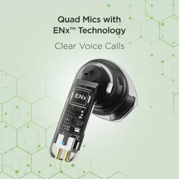 boAt Airdopes 100 with 50 Hours Playback, Quad Mics ENx Technology & Beast Mode Bluetooth Headset  (Opal Black, In the Ear)