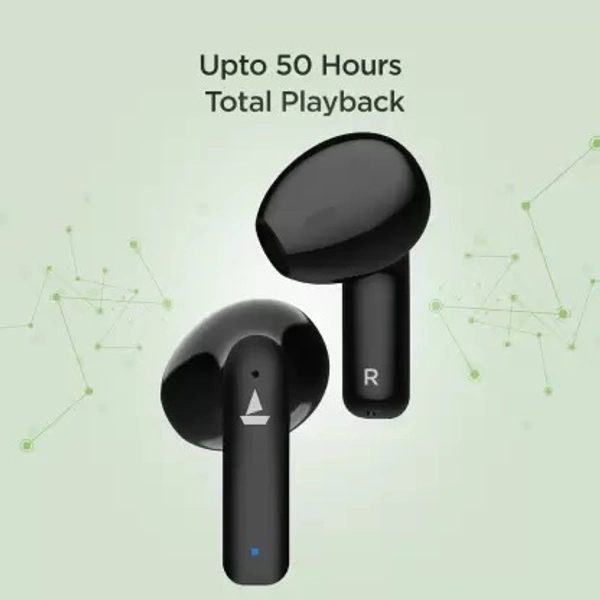 boAt Airdopes 100 with 50 Hours Playback, Quad Mics ENx Technology & Beast Mode Bluetooth Headset  (Opal Black, In the Ear)