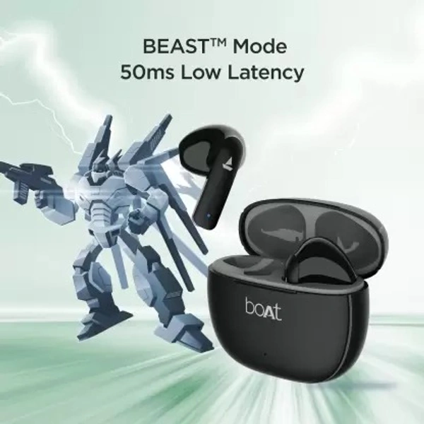 boAt Airdopes 100 with 50 Hours Playback, Quad Mics ENx Technology & Beast Mode Bluetooth Headset  (Opal Black, In the Ear)