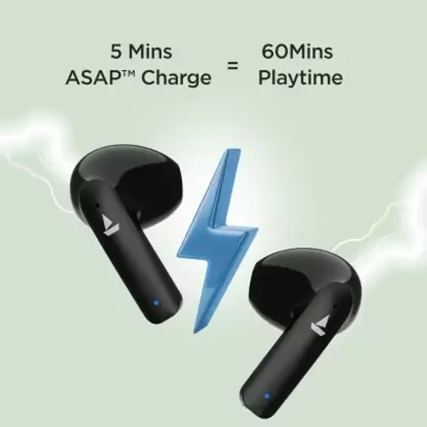boAt Airdopes 100 with 50 Hours Playback, Quad Mics ENx Technology & Beast Mode Bluetooth Headset  (Opal Black, In the Ear)