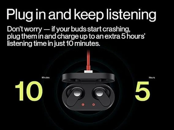 Oneplus Nord Buds True Wireless in Ear Earbuds with Mic, 12.4mm Titanium Drivers, Playback:Up to 30hr case, 4-Mic Design + AI Noise Cancellation, IP55 Rating, Fast Charging (Black Slate)