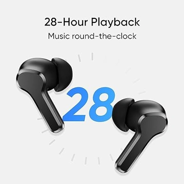 realme TechLife Buds T100 Bluetooth Truly Wireless in Ear Earbuds with mic, AI ENC for Calls, Google Fast Pair, 28 Hours Total Playback with Fast Charging and Low Latency Gaming Mode (Black)