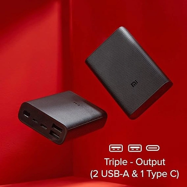MI 10000mAh Lithium Ion, Lithium Polymer Power Bank Pocket Pro with 22.5 Watt Fast Charging, Dual Input Ports(Micro-USB and Type C), Triple Output Ports, (Black)