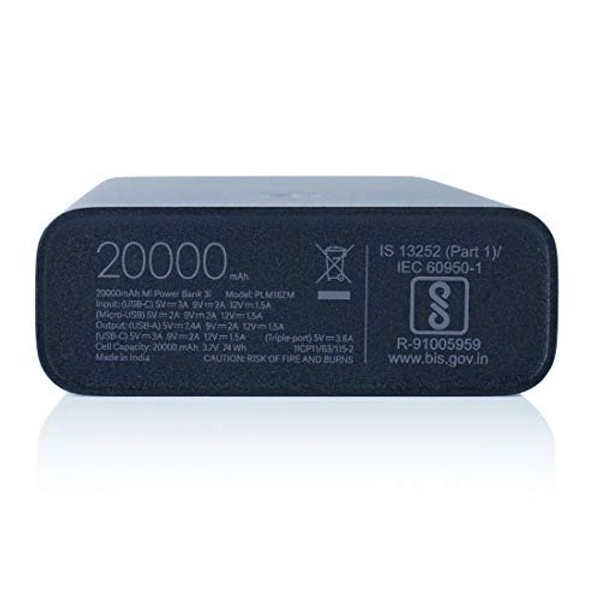 MI Power Bank 3i 20000mAh Lithium Polymer 18W Fast Power Delivery Charging | Input- Type C | Micro USB| Triple Output | Sandstone Black