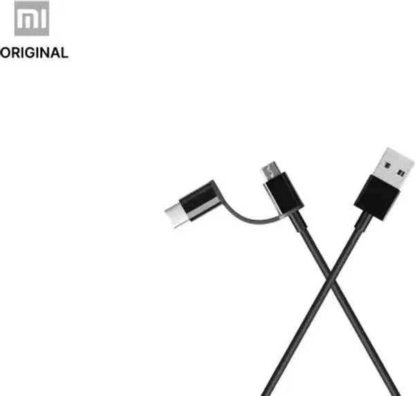 Mi USB Type C Cable 2.4 A 100 cm SJX02ZM 2 in 1  (Compatible with Mobile, Black, One Cable)