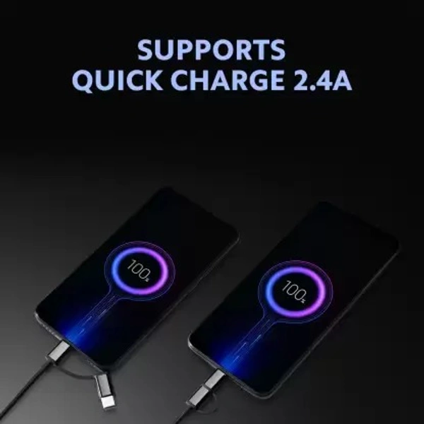 Mi USB Type C Cable 2.4 A 100 cm SJX02ZM 2 in 1  (Compatible with Mobile, Black, One Cable)