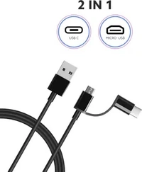 Mi USB Type C Cable 2.4 A 100 cm SJX02ZM 2 in 1  (Compatible with Mobile, Black, One Cable)