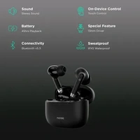 Orientation Type: In Ear Connectivity: Bluetooth Version 5.3 Battery Life: 45Hours Fast Charging: Yes Noise Cancellation: Environmental Noise Cancellation Voice Asisstant: Siri, Google USP: 50ms Low Latency, IPX5 Water Resistant