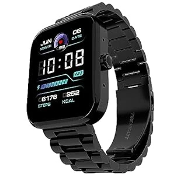 Fire-Boltt Encore Stainless Steel Smart Watch with Advanced 1.83” Full Touch Screen Display, 240*284 PPI, Bluetooth calling, 10-days battery life, IP67 Water Resistant, Upgraded Health Sensors (Black)