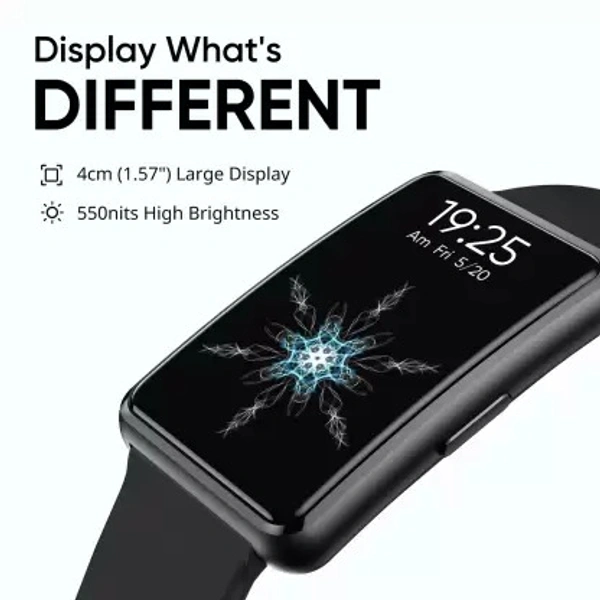 DIZO Watch S 1.57 Bright touch screen with rectangular display and 110+ sports modes  (Black Strap, Free Size) ( open box )