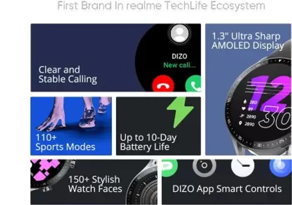 DIZO R Talk, Amoled Display with Calling & 10 days battery  (Black Strap, FREE SIZE) ( Open box )
